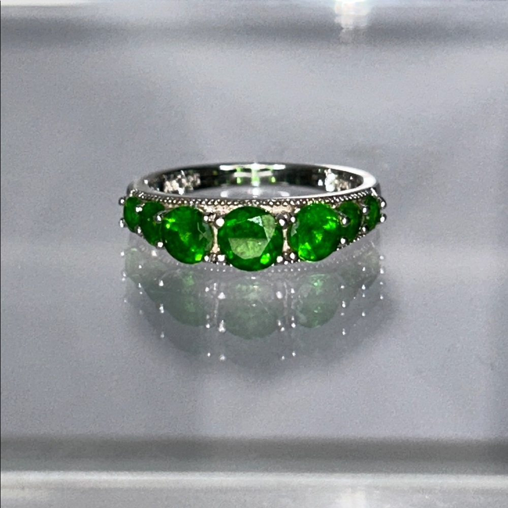 NWT Genuine Chrome Diopside Gemstone Sterling Silver Designer Ring Modern Boho